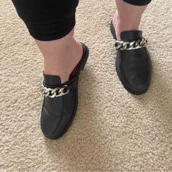 Tony Bianco Black Mules with Silver Chain - Picture 5 of 6